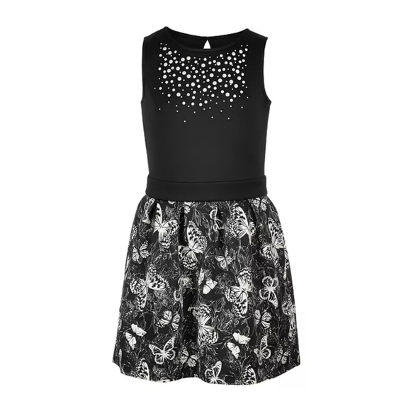 Epic Threads Butterfly-Print Scuba Dress Sz M - Picture 1 of 8